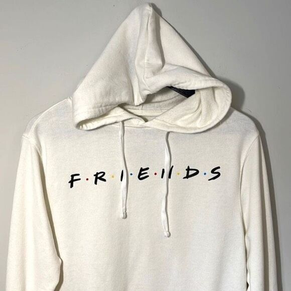 Friends Womens Pullover Hoodie Sweatshirt Long Sleeve Drawstring White Small - Picture 2 of 7